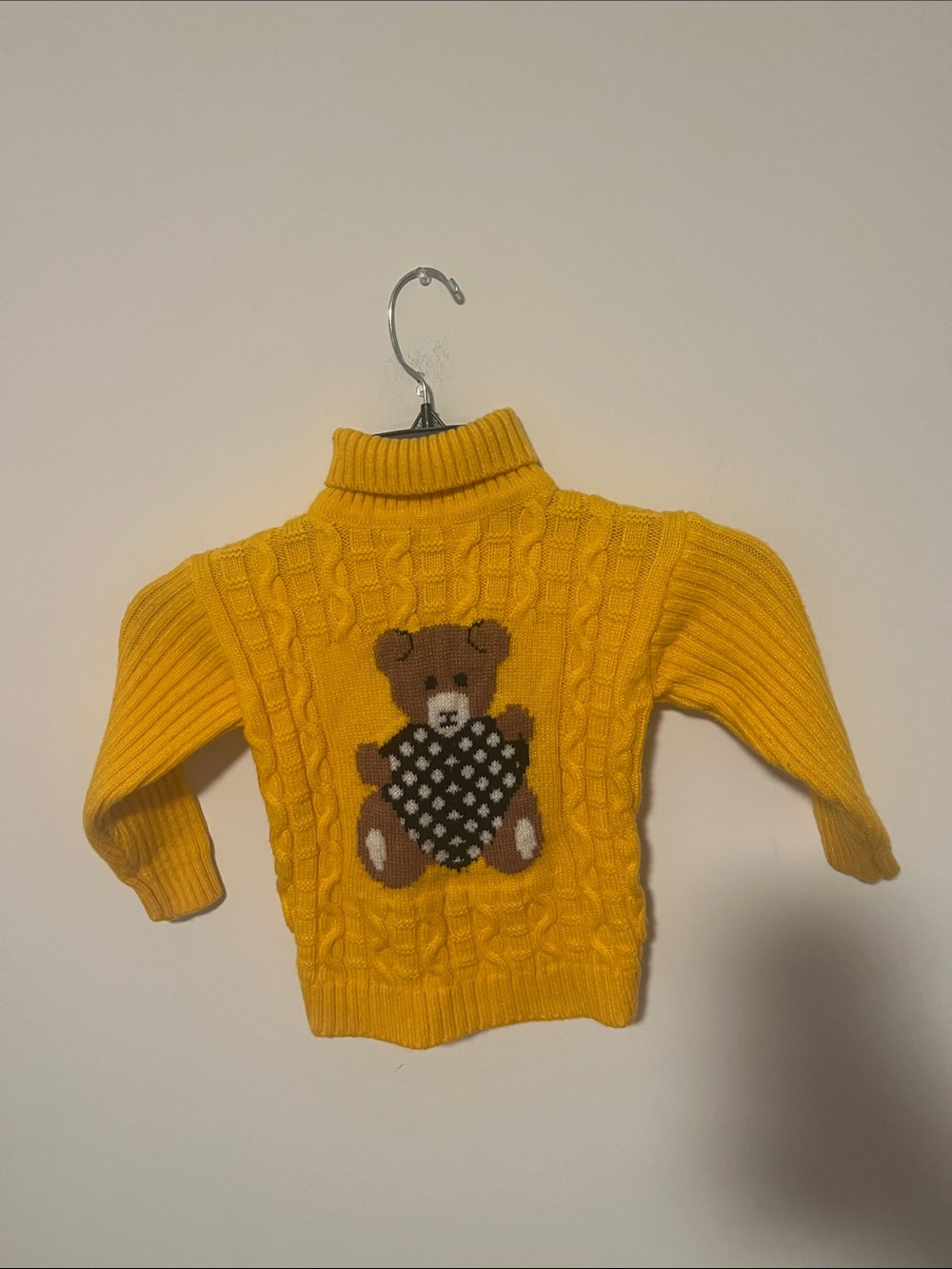Kids Vintage Yellow Knit Teddy Sweater - Unbranded